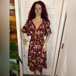 Isabel Maternity Floral Burgundy Dress